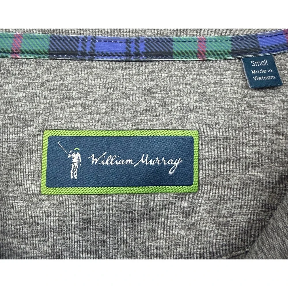 William Murray Golf Mens Small Gray Heathered Quarter Zip Pullover Long Sleeve